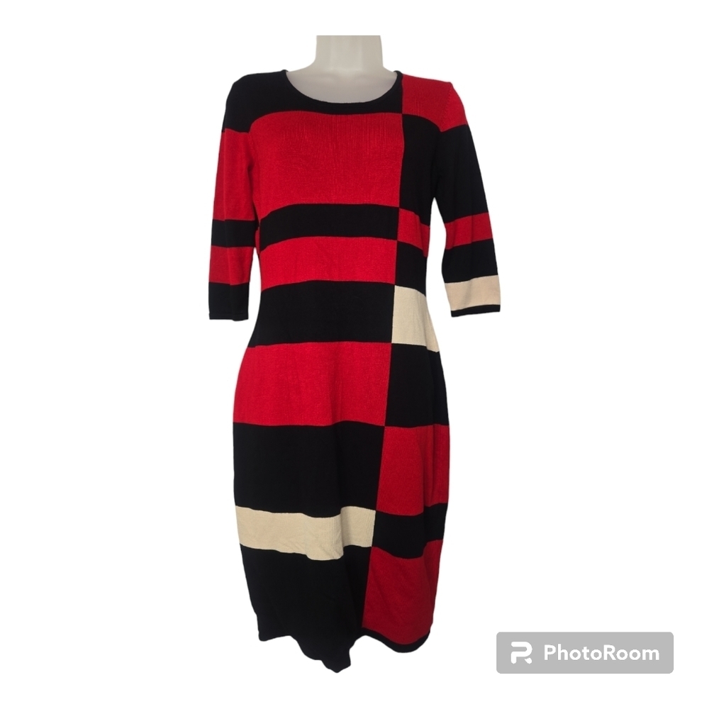 Danny & Nicole Red and Black Striped Dress